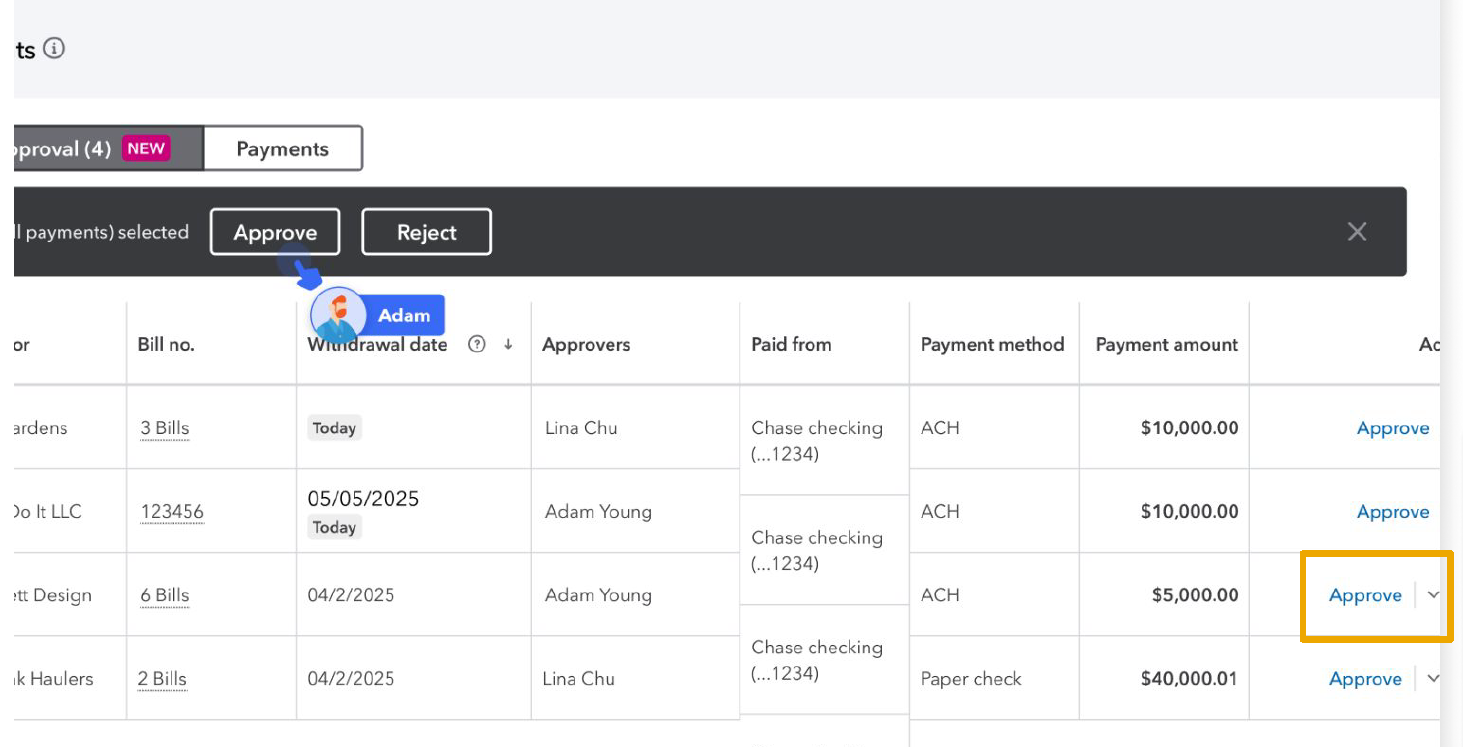Bil Payment approval