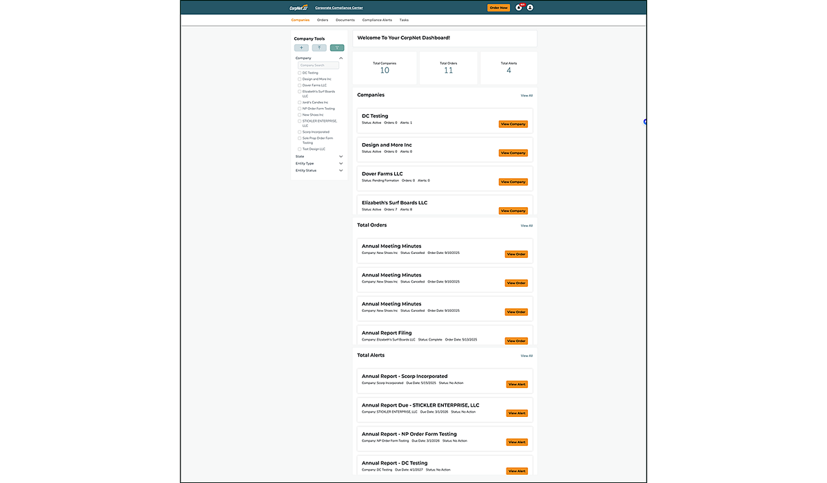 CorpNet_1._Dashboard