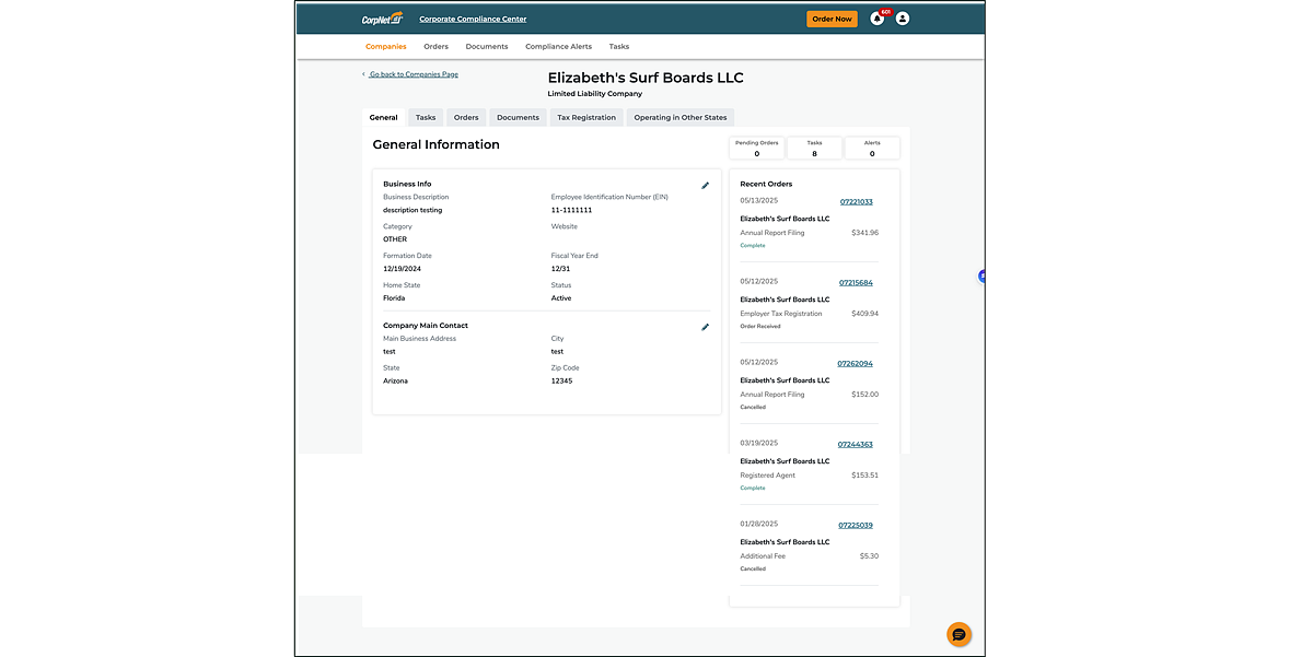 CorpNet_6._SIngle_Company_View