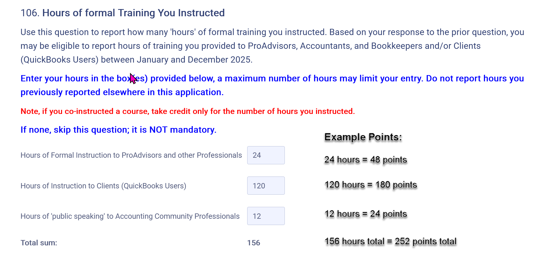 Educator hours and points