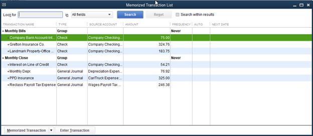Memorized Transactions