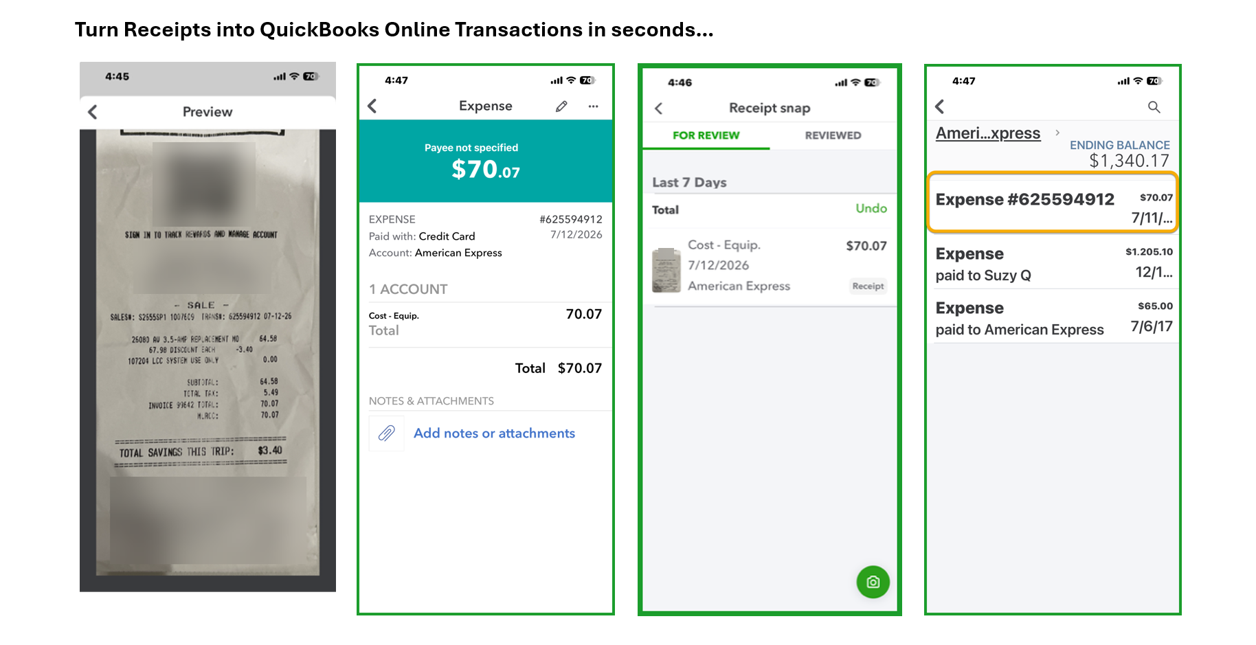 Receipts into Transactions in Seconds(2)